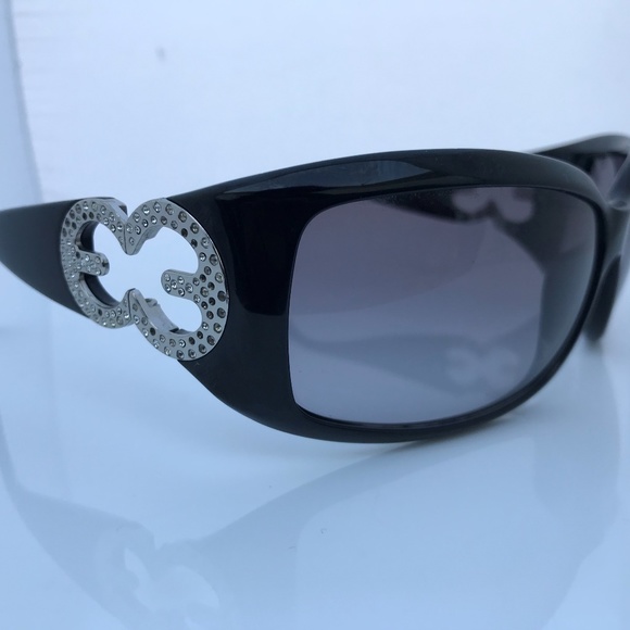 Escada Accessories - Escada Women Black Sunglasses Crystal Jeweled Logo